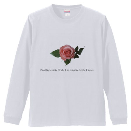 薔薇 メッセージ シンプルお洒落長袖tシャツ オリジナルプリント