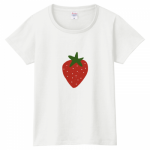 イチゴのワンポイントがかわいいレディースTシャツ
