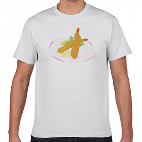 シンプルなエビフライのイラストプリントTシャツ