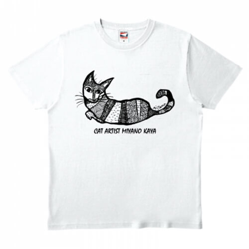 オリジナルの猫イラストのプリントTシャツ