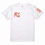 袖にロゴをプリントしたオリジナルTシャツ