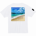 ビーチの写真が鮮やかなプリントTシャツを作成