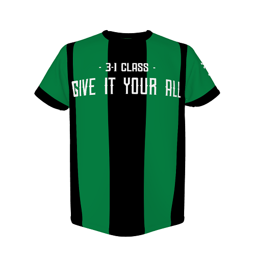 スローガンをプリントしてサッカー風のクラスTシャツを作成！