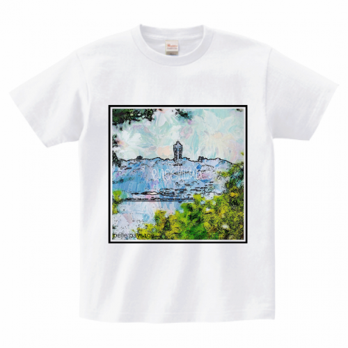 自作の江の島の風景画をプリント！オリジナルTシャツ