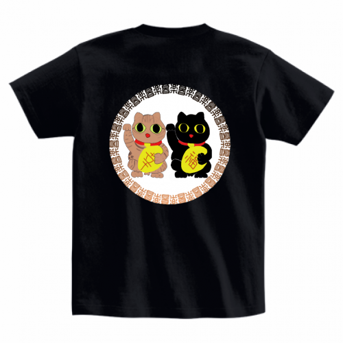 2匹の招き猫が縁起がいい！オリジナルイラストTシャツ