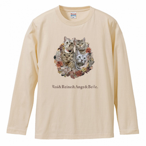 猫ちゃんの写真がプリントされたオリジナル長袖Tシャツ