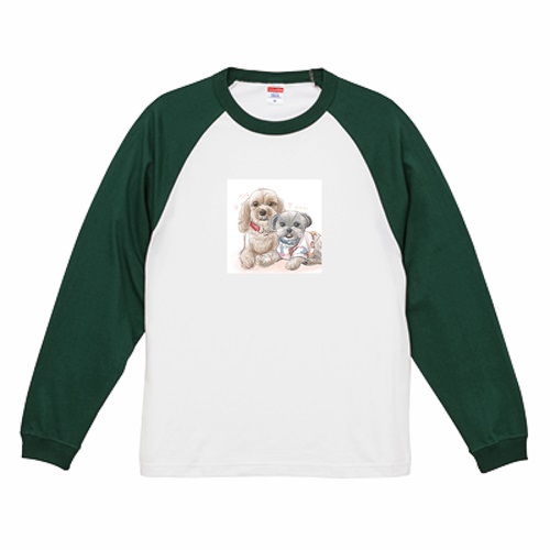 2匹の愛犬のイラストがキュートな長袖Tシャツ