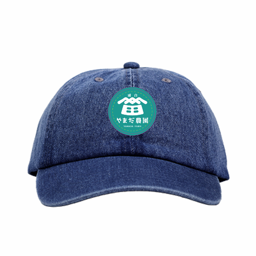 農園ロゴをプリントしたデニムキャップ