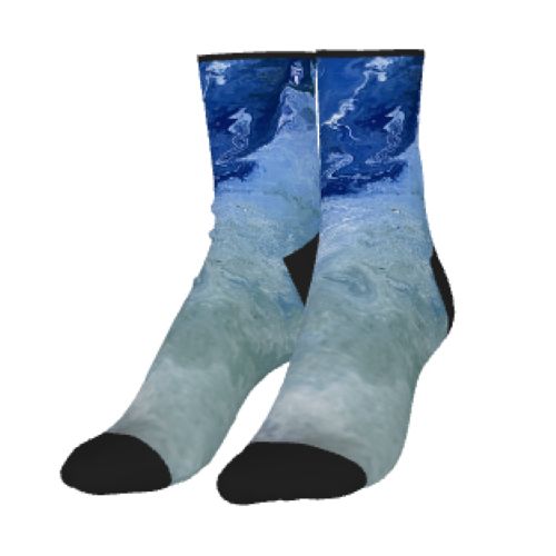 青のグラデーションが美しいオリジナルソックス