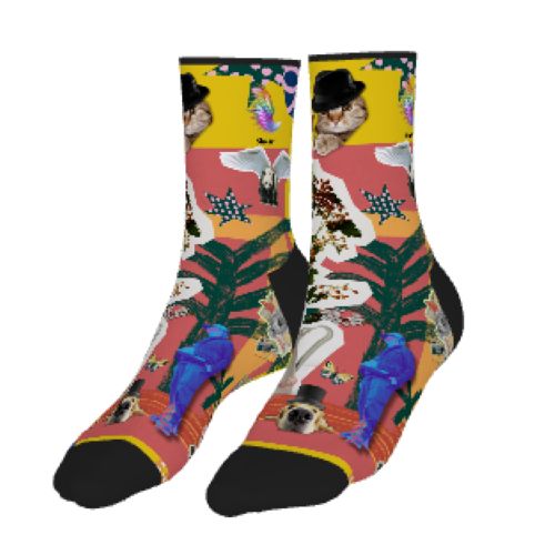 おしゃれなコラージュアートのオリジナル靴下