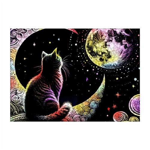 幻想的な猫のアート作品のジグソーパズル