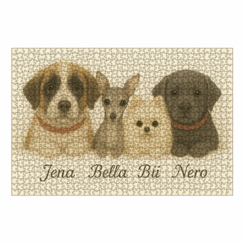 優しいタッチの犬のイラストがかわいいオリジナルパズル