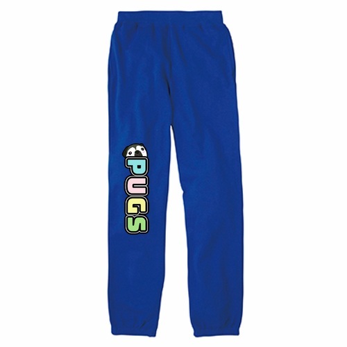 鮮やかなブルーに映える！こだわりイラスト＆ロゴ入りパンツ