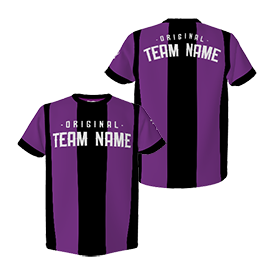 チーム　総柄Tシャツ　黒と紫のストライプ