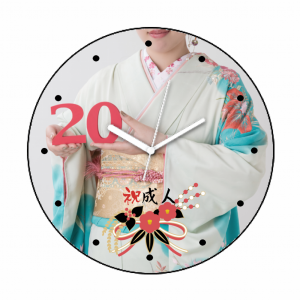 椿の花和飾 写真プリント時計 成人式