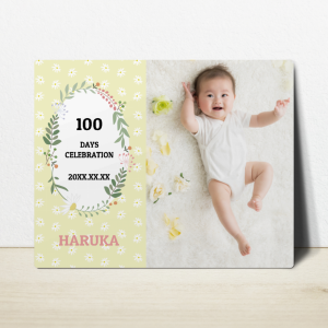 優しいリース イラスト 100日祝い 写真パネル お食い初め