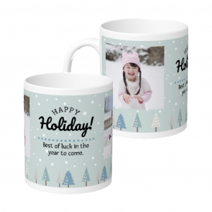 ハッピーホリデー メッセージ 写真 冬のマグカップ