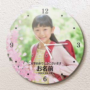 桜 写真プリント時計 オリジナル プリント 入学祝い
